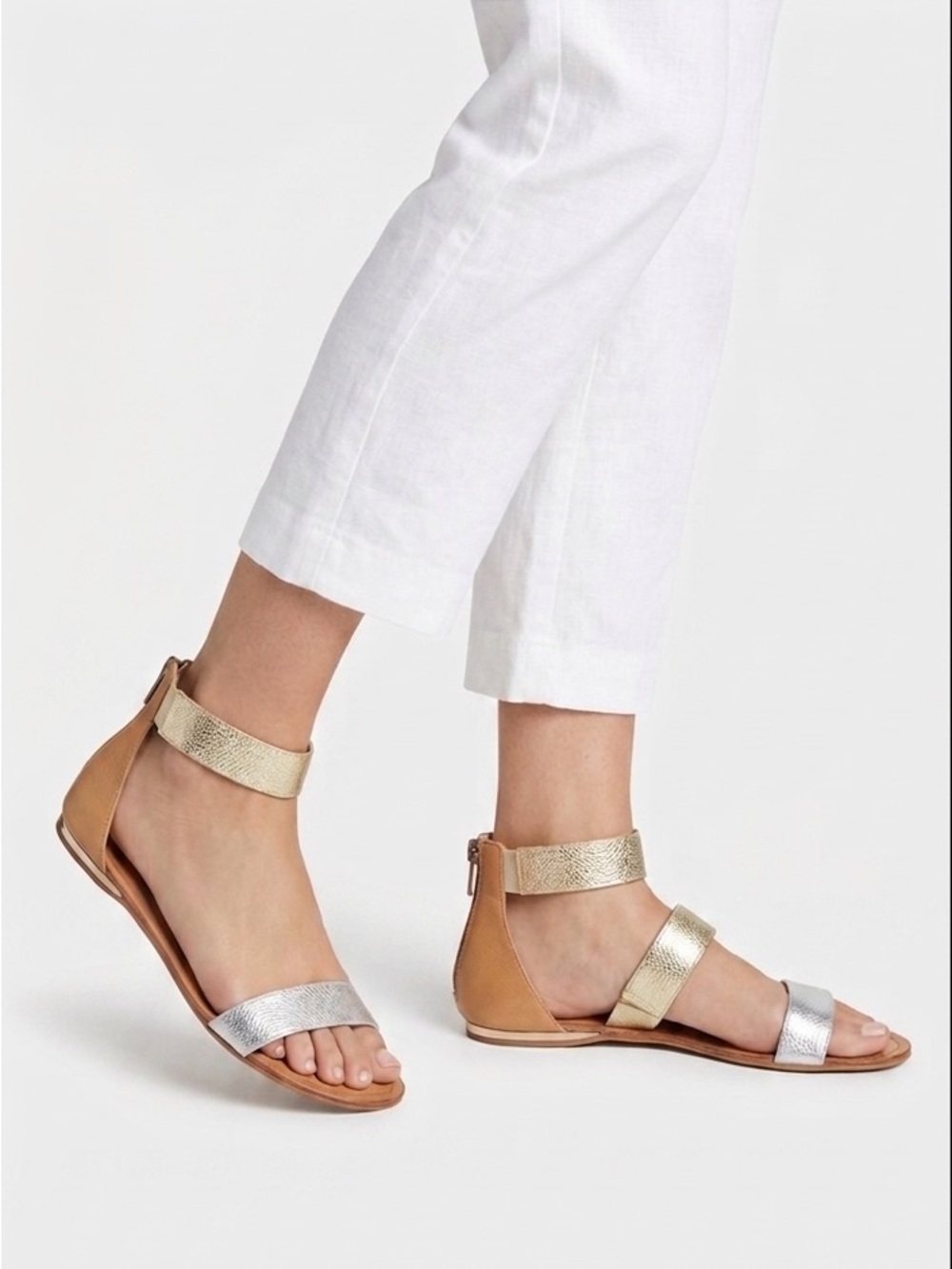 Yosi Samra Cambelle Tri-Tone Flat Sandals